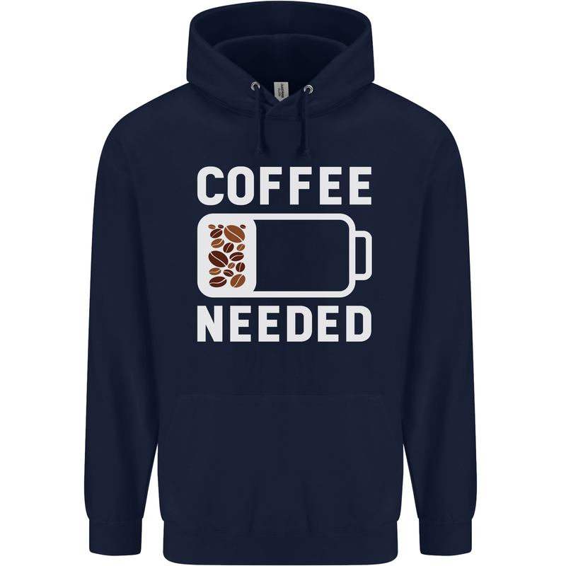 Coffee Needed Funny Addict Childrens Kids Hoodie Navy Blue