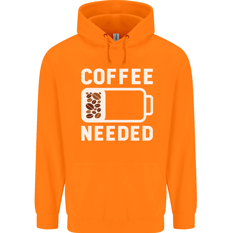 Coffee Needed Funny Addict Childrens Kids Hoodie Orange