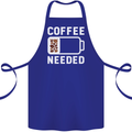 Coffee Needed Funny Addict Cotton Apron 100% Organic Royal Blue