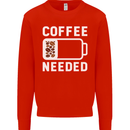 Coffee Needed Funny Addict Kids Sweatshirt Jumper Bright Red