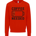 Coffee Needed Funny Addict Kids Sweatshirt Jumper Bright Red