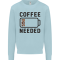 Coffee Needed Funny Addict Kids Sweatshirt Jumper Light Blue