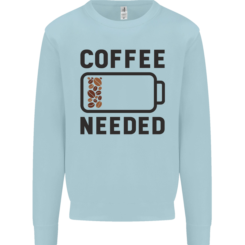 Coffee Needed Funny Addict Kids Sweatshirt Jumper Light Blue