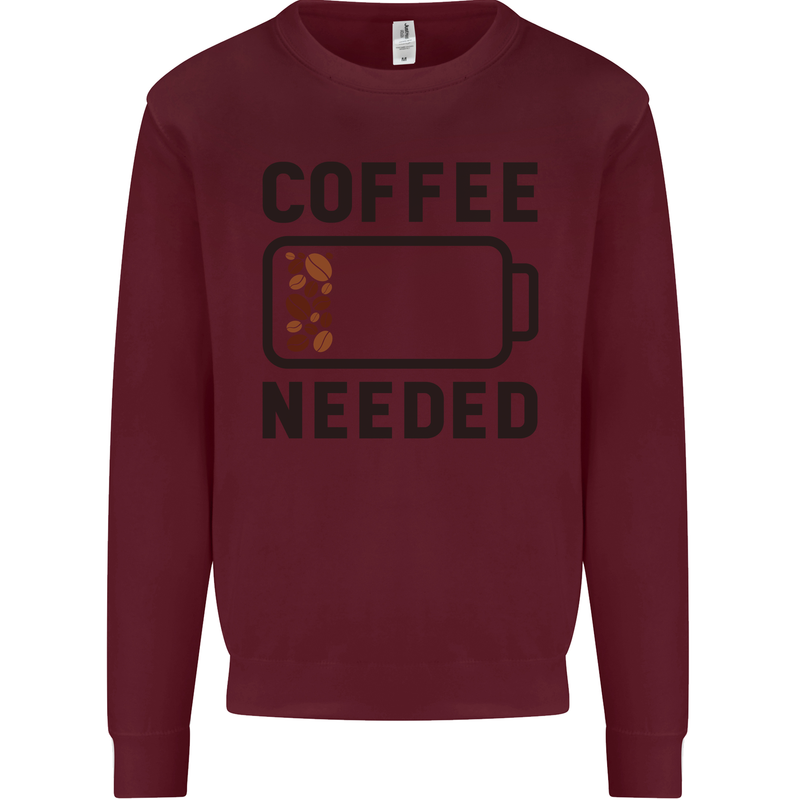 Coffee Needed Funny Addict Kids Sweatshirt Jumper Maroon