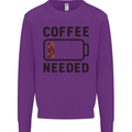 Coffee Needed Funny Addict Kids Sweatshirt Jumper Purple