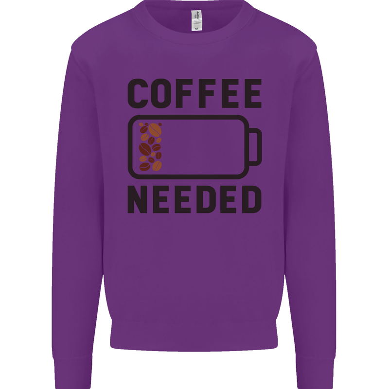 Coffee Needed Funny Addict Kids Sweatshirt Jumper Purple