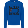 Coffee Needed Funny Addict Kids Sweatshirt Jumper Royal Blue