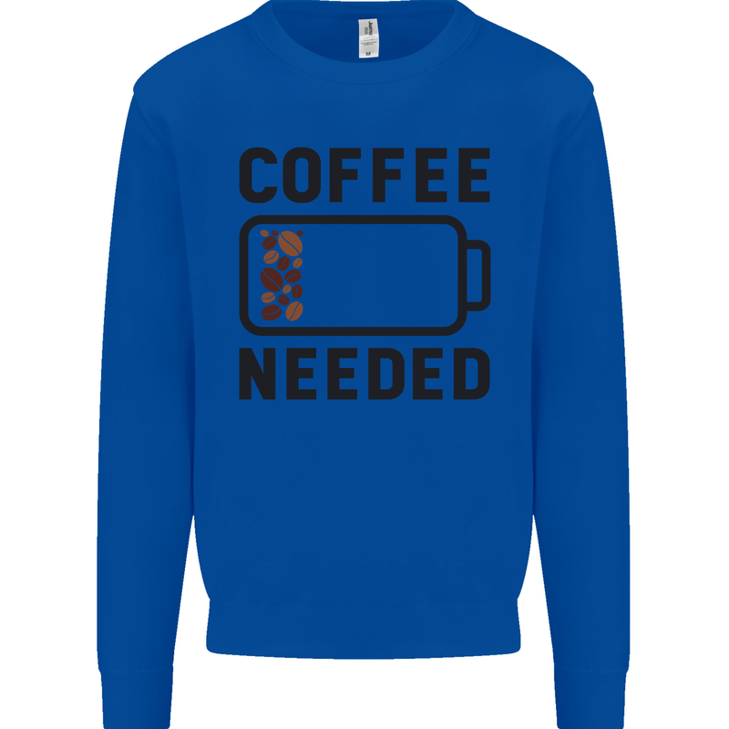 Coffee Needed Funny Addict Kids Sweatshirt Jumper Royal Blue