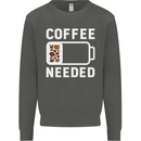 Coffee Needed Funny Addict Kids Sweatshirt Jumper Storm Grey