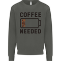 Coffee Needed Funny Addict Kids Sweatshirt Jumper Storm Grey