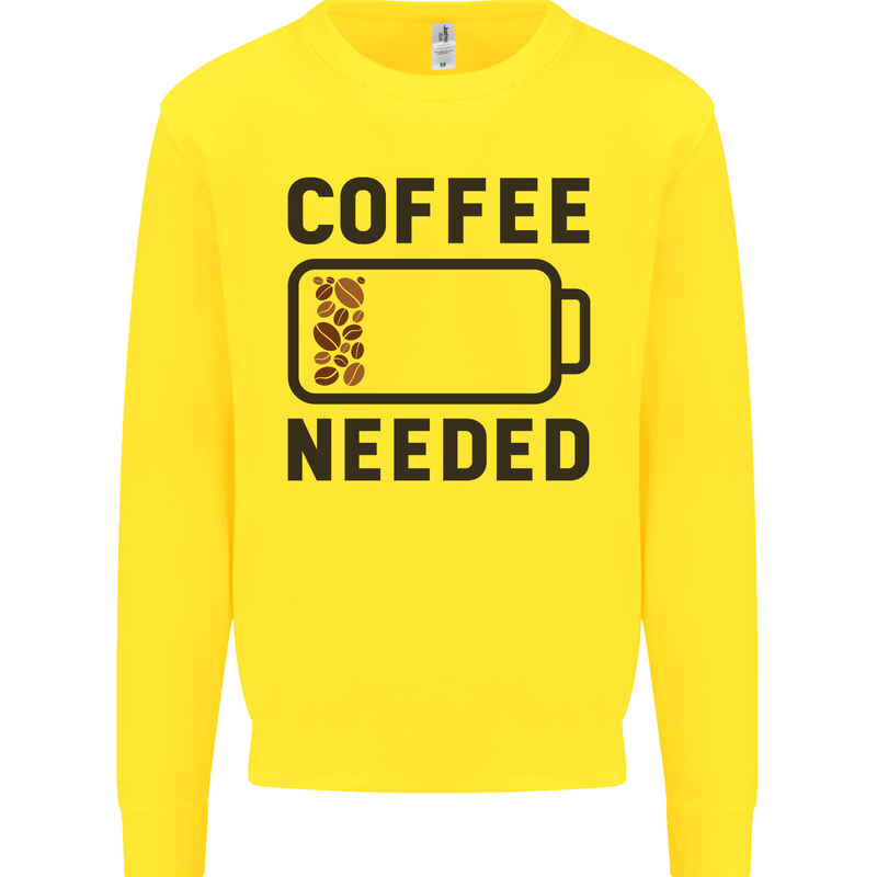 Coffee Needed Funny Addict Kids Sweatshirt Jumper Yellow