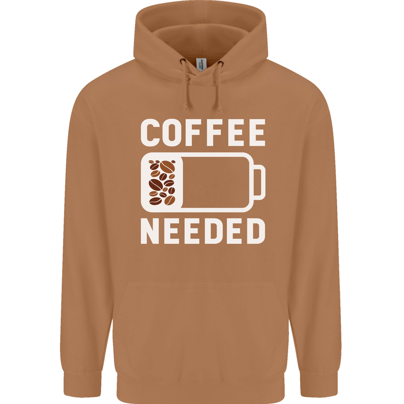 Coffee Needed Funny Addict Mens 80% Cotton Hoodie Caramel Latte