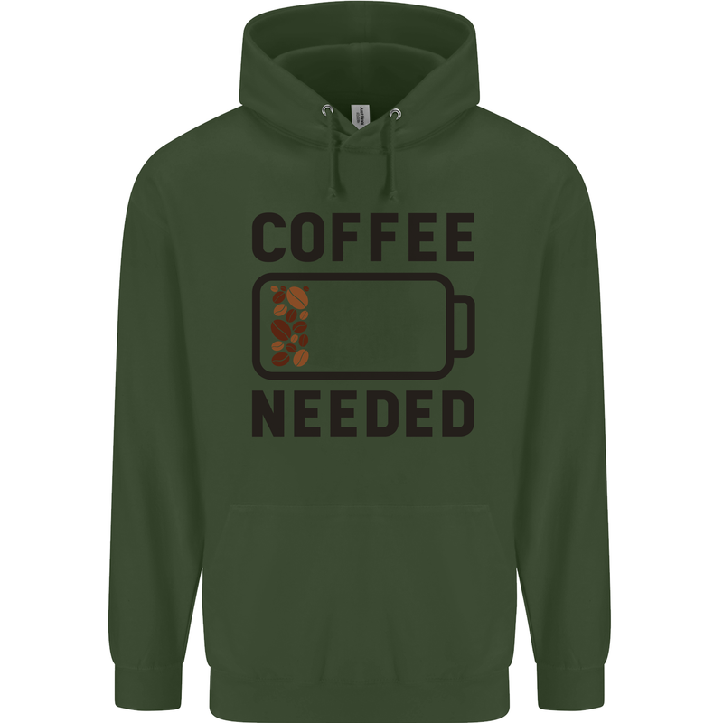 Coffee Needed Funny Addict Mens 80% Cotton Hoodie Forest Green