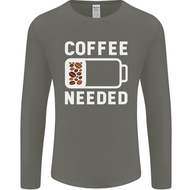 Coffee Needed Funny Addict Mens Long Sleeve T-Shirt Charcoal