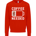 Coffee Needed Funny Addict Mens Sweatshirt Jumper Bright Red