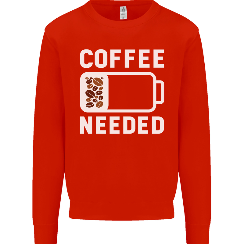 Coffee Needed Funny Addict Mens Sweatshirt Jumper Bright Red
