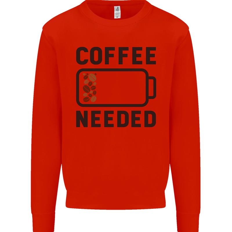 Coffee Needed Funny Addict Mens Sweatshirt Jumper Bright Red