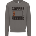 Coffee Needed Funny Addict Mens Sweatshirt Jumper Charcoal