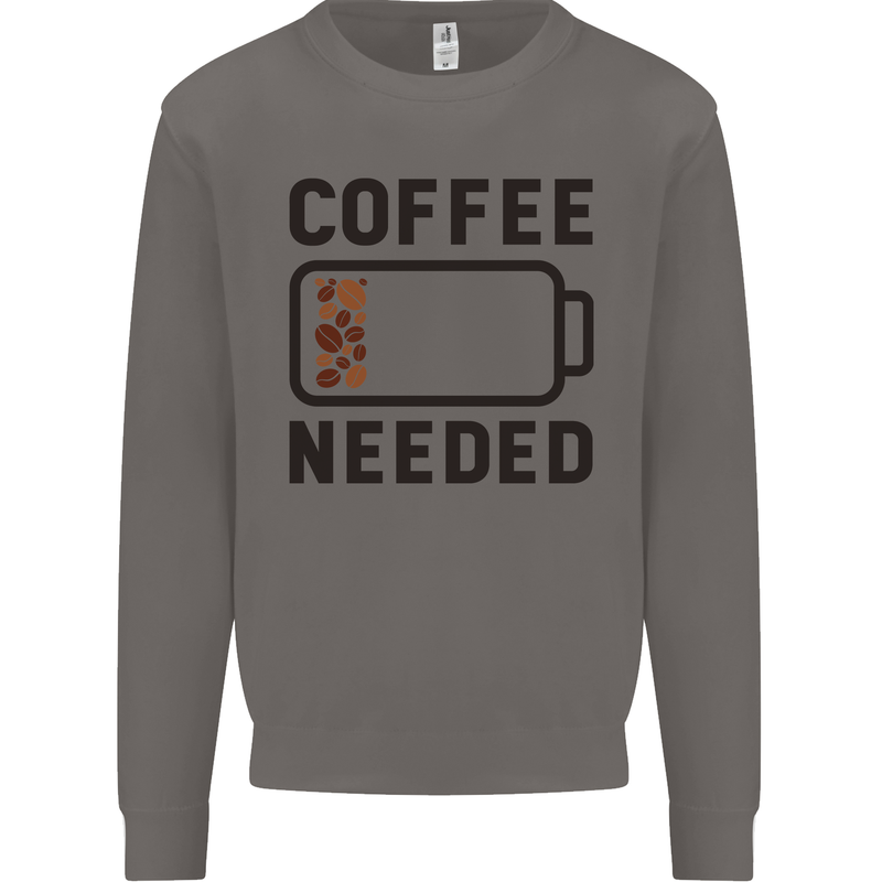 Coffee Needed Funny Addict Mens Sweatshirt Jumper Charcoal