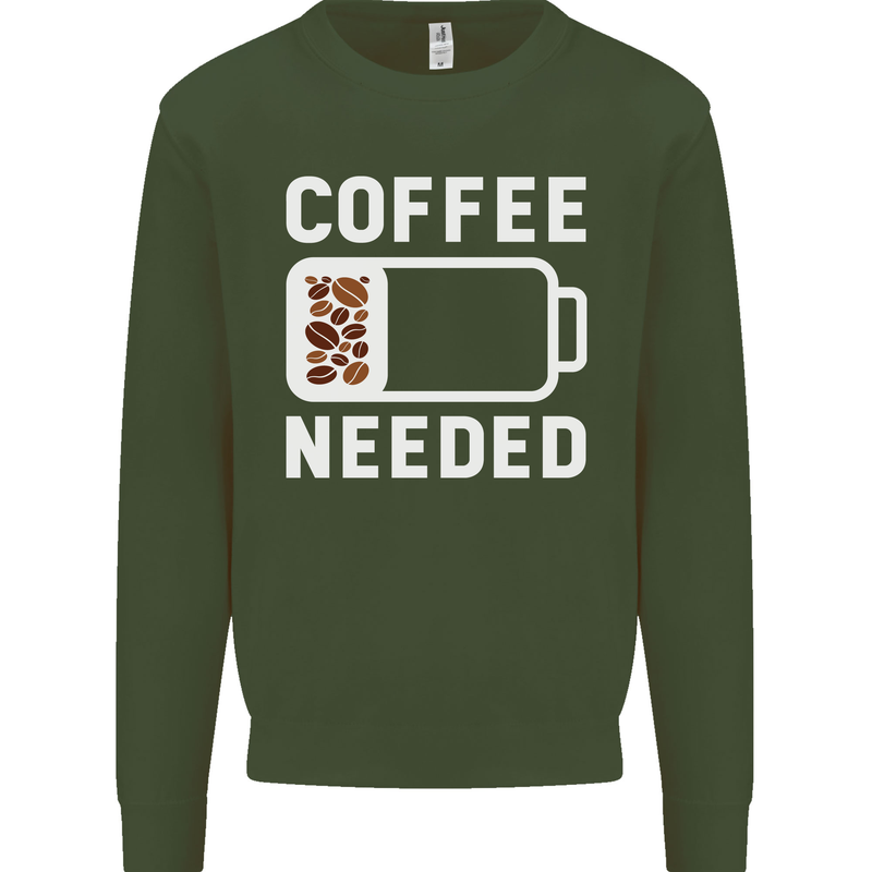 Coffee Needed Funny Addict Mens Sweatshirt Jumper Forest Green