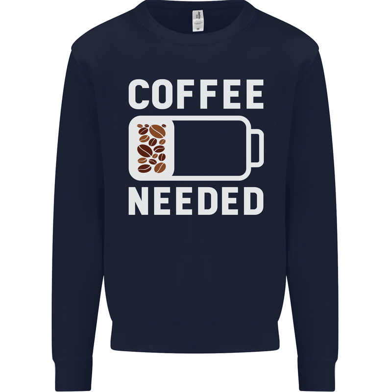 Coffee Needed Funny Addict Mens Sweatshirt Jumper Navy Blue