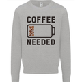Coffee Needed Funny Addict Mens Sweatshirt Jumper Sports Grey