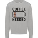 Coffee Needed Funny Addict Mens Sweatshirt Jumper Sports Grey