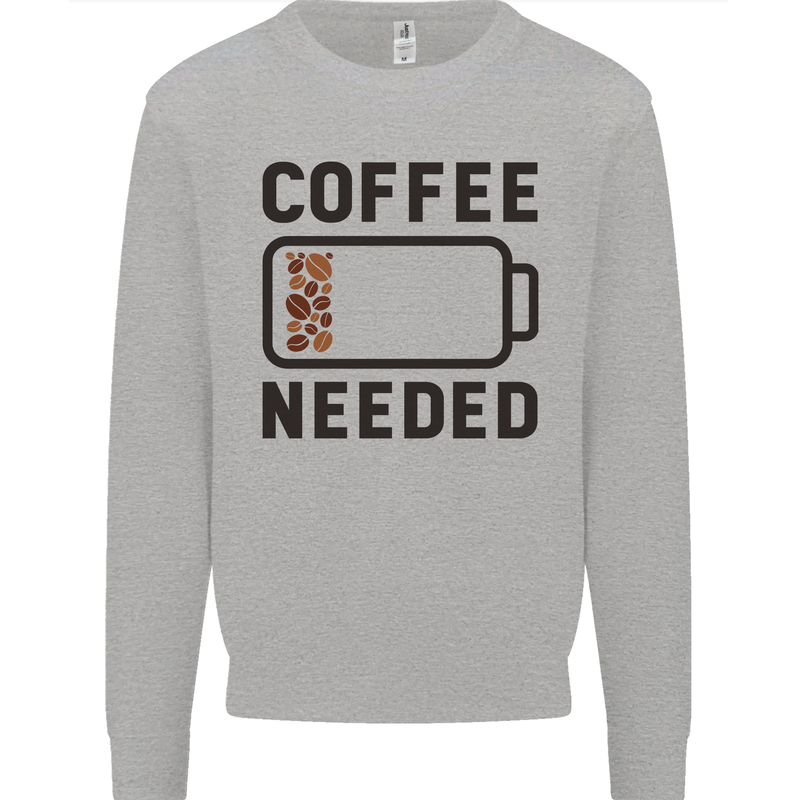 Coffee Needed Funny Addict Mens Sweatshirt Jumper Sports Grey
