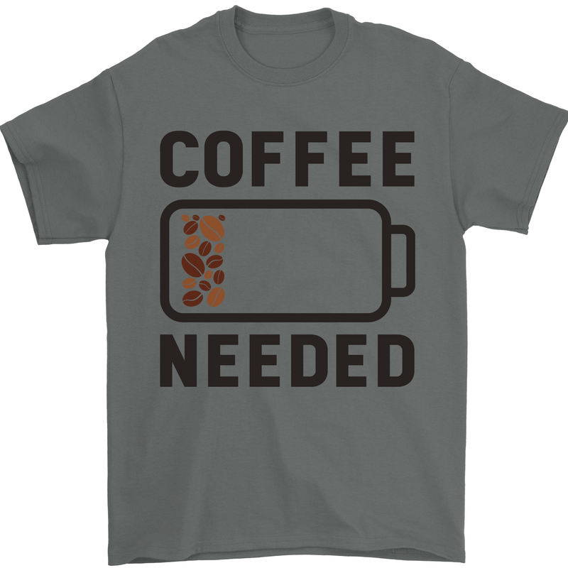 Coffee Needed Funny Addict Mens T-Shirt Cotton Gildan Charcoal