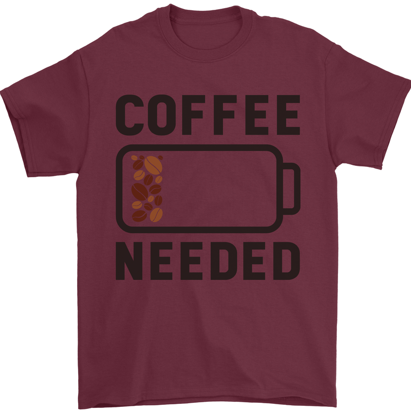 Coffee Needed Funny Addict Mens T-Shirt Cotton Gildan Maroon