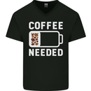 Coffee Needed Funny Addict Mens V-Neck Cotton T-Shirt Black