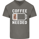 Coffee Needed Funny Addict Mens V-Neck Cotton T-Shirt Charcoal