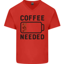 Coffee Needed Funny Addict Mens V-Neck Cotton T-Shirt Red