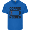 Coffee Needed Funny Addict Mens V-Neck Cotton T-Shirt Royal Blue