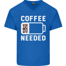 Coffee Needed Funny Addict Mens V-Neck Cotton T-Shirt Royal Blue