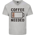 Coffee Needed Funny Addict Mens V-Neck Cotton T-Shirt Sports Grey