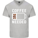 Coffee Needed Funny Addict Mens V-Neck Cotton T-Shirt Sports Grey