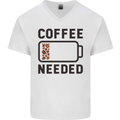 Coffee Needed Funny Addict Mens V-Neck Cotton T-Shirt White