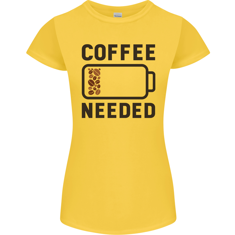 Coffee Needed Funny Addict Womens Petite Cut T-Shirt Yellow