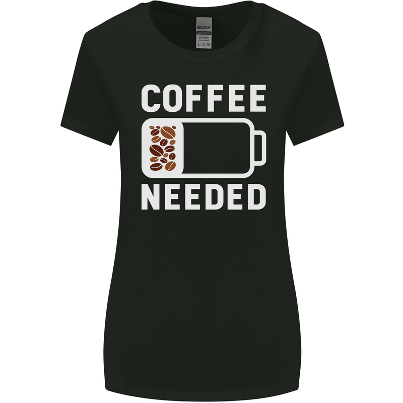 Coffee Needed Funny Addict Womens Wider Cut T-Shirt Black