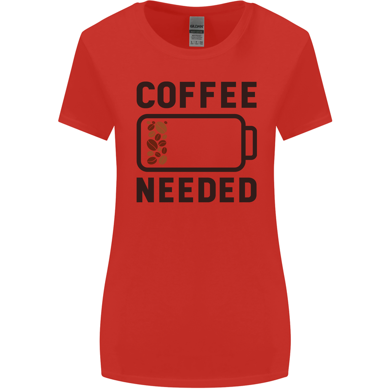 Coffee Needed Funny Addict Womens Wider Cut T-Shirt Red