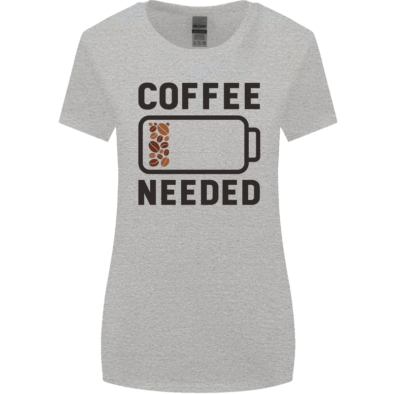 Coffee Needed Funny Addict Womens Wider Cut T-Shirt Sports Grey