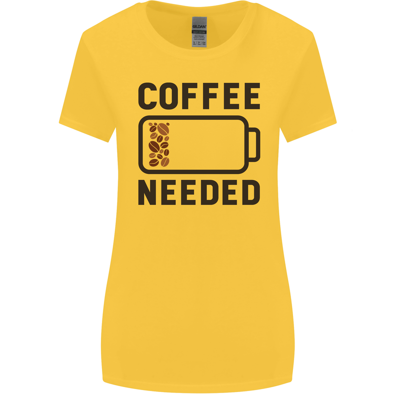 Coffee Needed Funny Addict Womens Wider Cut T-Shirt Yellow