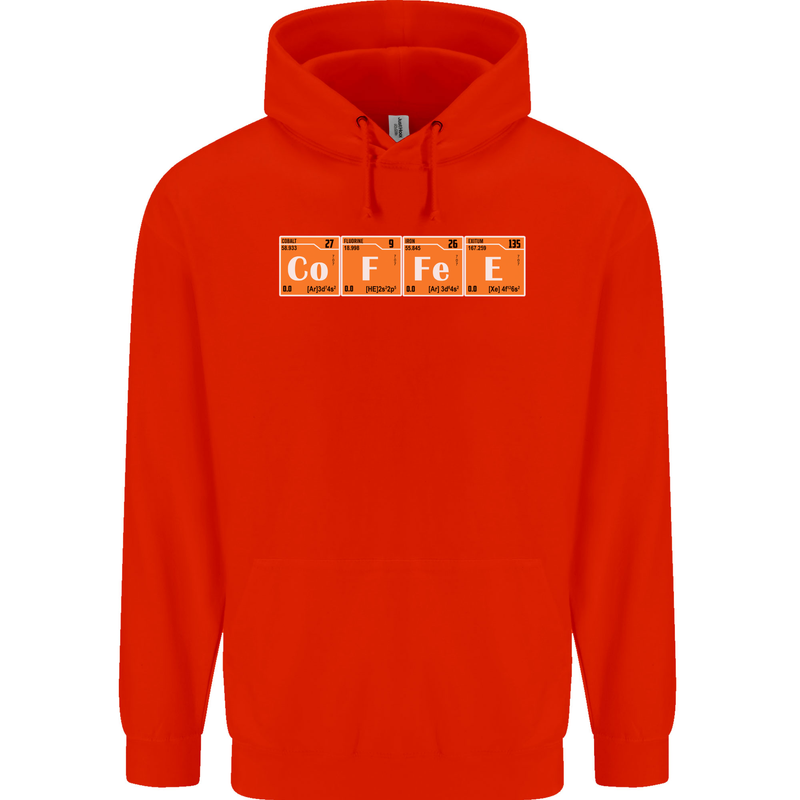 Coffee Periodic Table Chemistry Geek Funny Childrens Kids Hoodie Bright Red