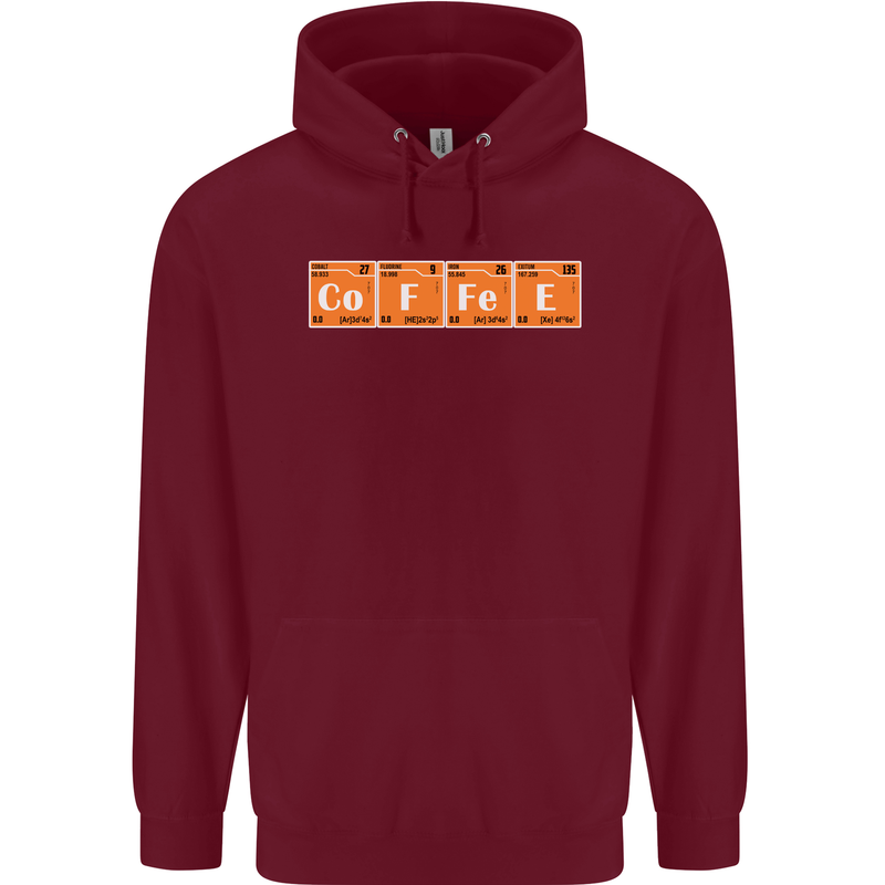 Coffee Periodic Table Chemistry Geek Funny Childrens Kids Hoodie Maroon