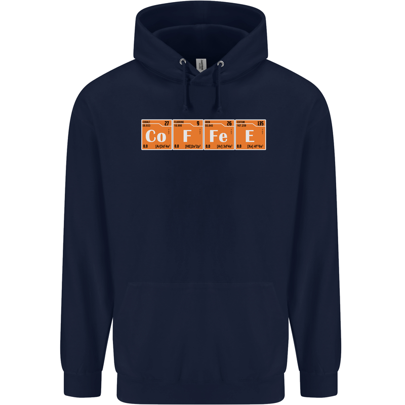 Coffee Periodic Table Chemistry Geek Funny Childrens Kids Hoodie Navy Blue