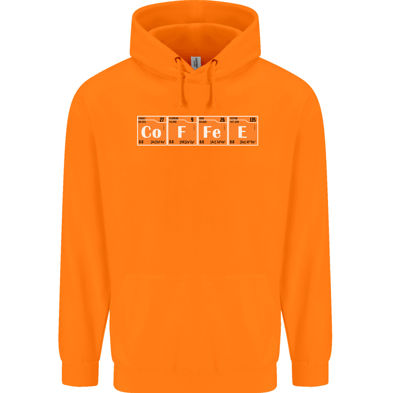 Coffee Periodic Table Chemistry Geek Funny Childrens Kids Hoodie Orange