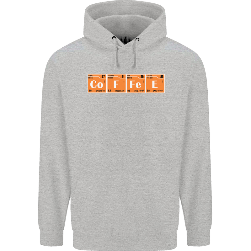 Coffee Periodic Table Chemistry Geek Funny Childrens Kids Hoodie Sports Grey