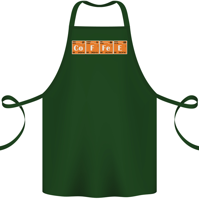 Coffee Periodic Table Chemistry Geek Funny Cotton Apron 100% Organic Forest Green