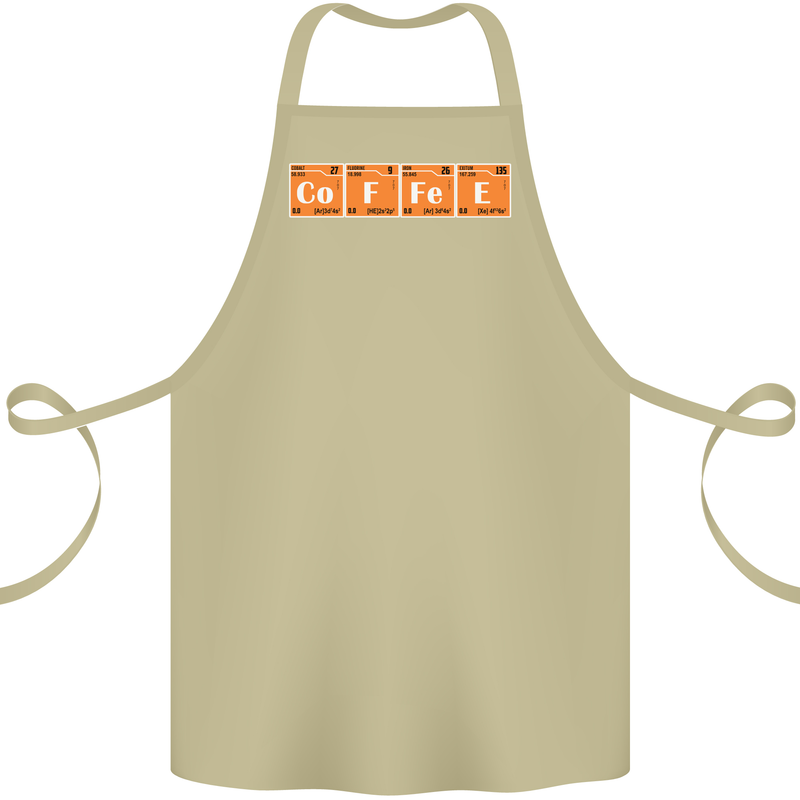 Coffee Periodic Table Chemistry Geek Funny Cotton Apron 100% Organic Khaki